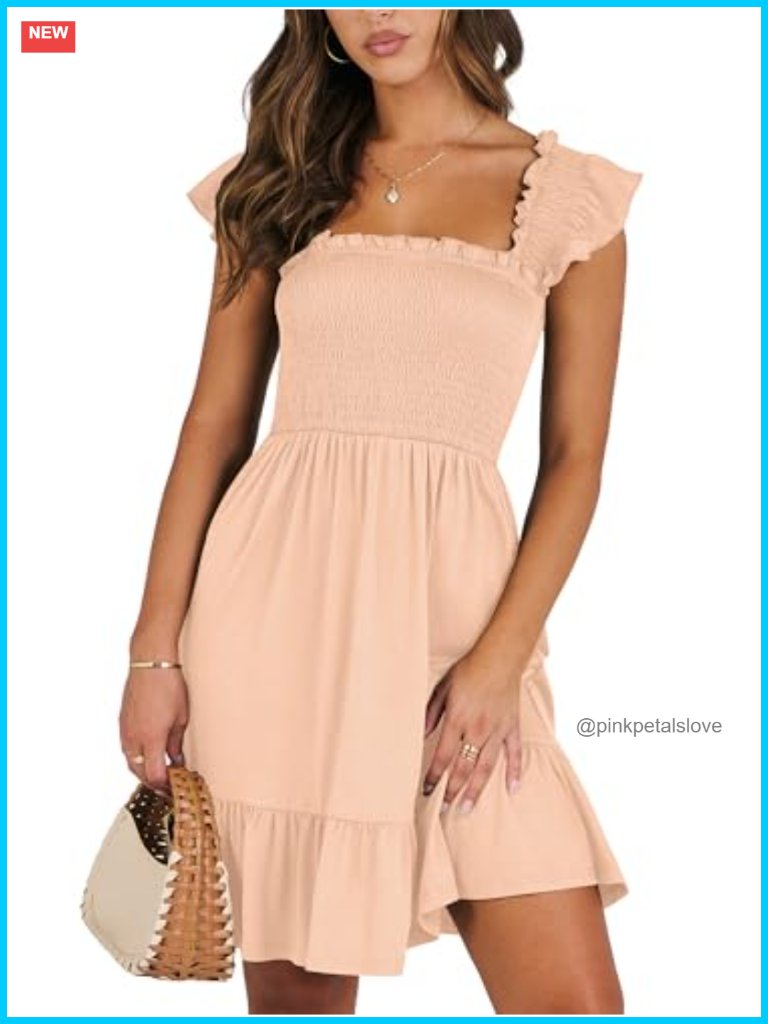 Sleeveless Square Neck Smocked Ruffle Backless Boho Mini Sundress
